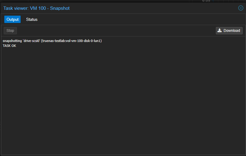 Testing out snapshots on the truenas storage