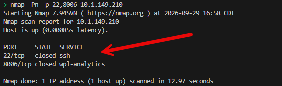 Testing ports with nmap