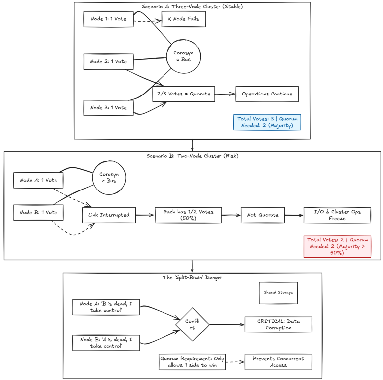 The architecture of two node and quorum