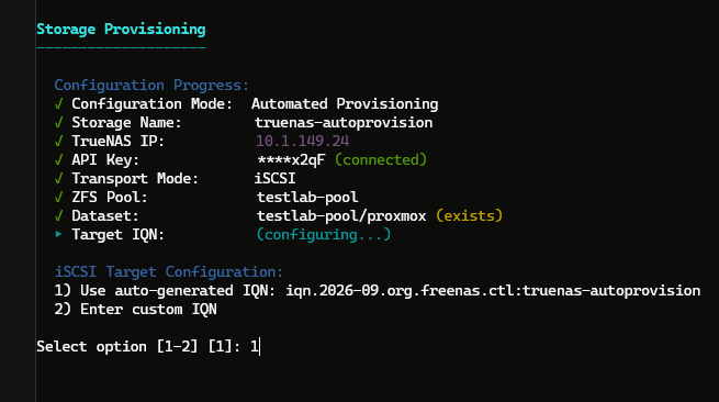 The iscsi target configuration can be autogenerated or specified