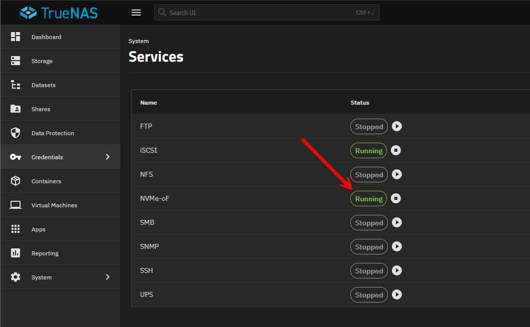 Turn on the nvme over tcp service in truenas if using this in truenas plugin