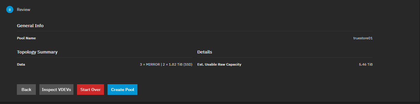 Useable capacity for the 3 vdevs in truenas