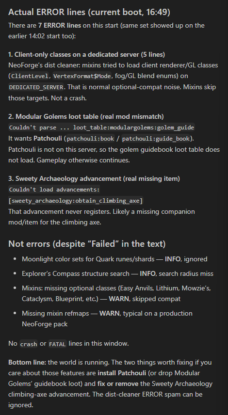 Using the komodo mcp server for docker to get errors from logs of a docker container