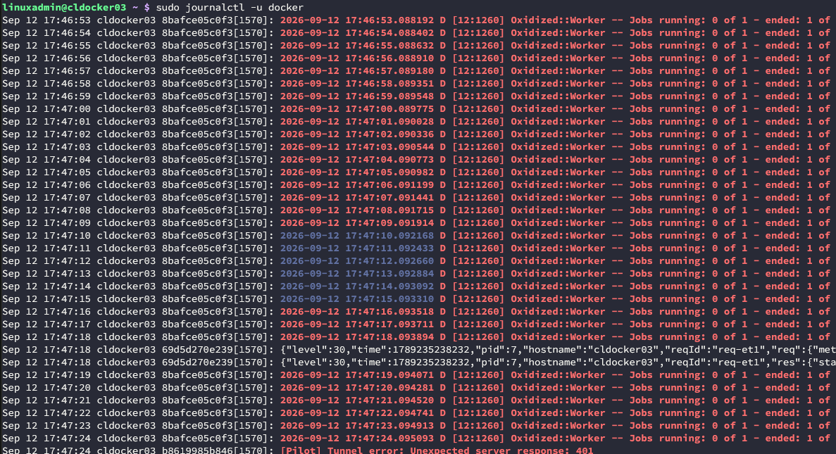 Viewing docker logs with journalctl in linux