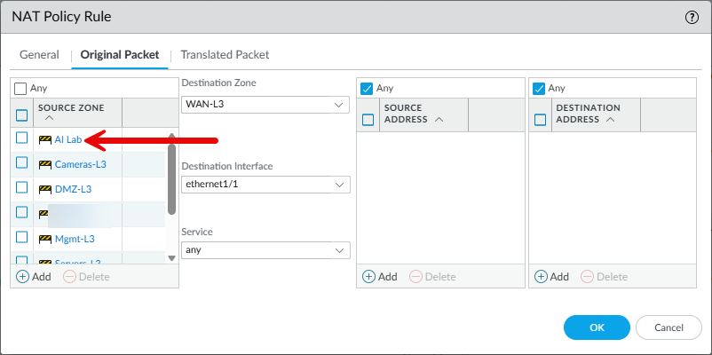 Adding the ai network into the default internet nat