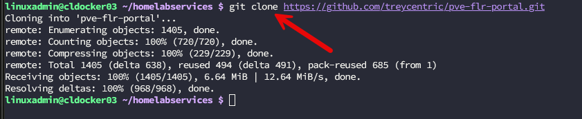 Cloning down the pve flr portal repository