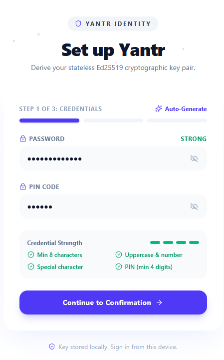 Setting the password and pin