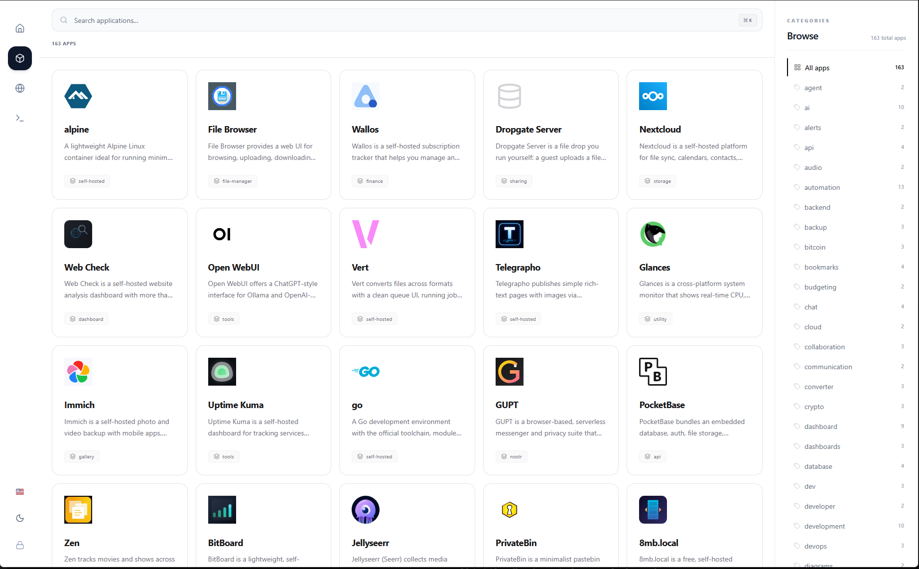 Viewing the app catalog in light mode