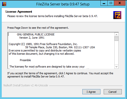 will filezilla server run on server 2012 r2