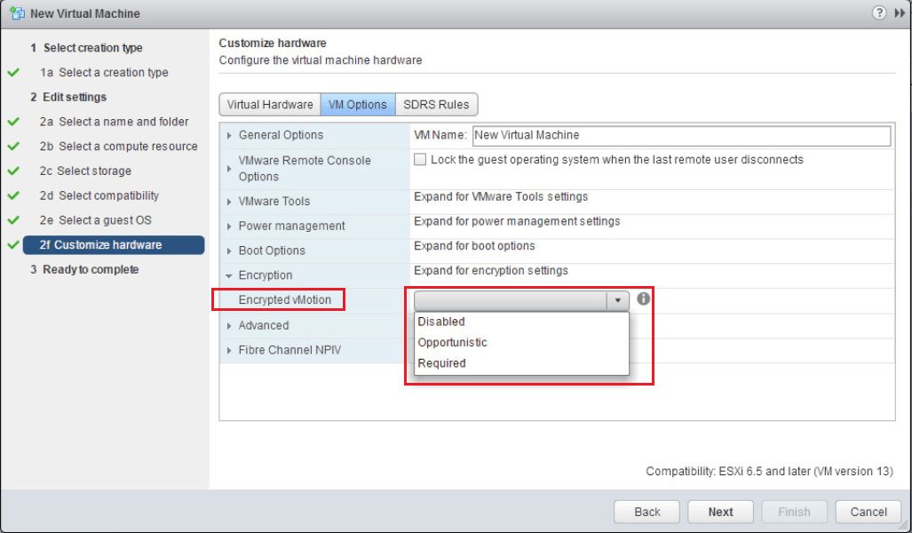 encrypt28 VMware vSphere 6.5 Configure Encrypted VMs