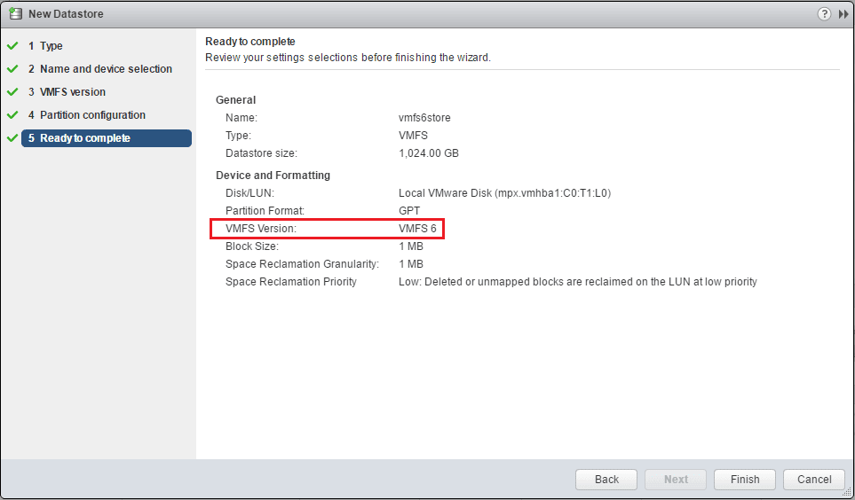 vmfs6_06 How to Create VMFS 6 Datastore in VMware vSphere 6.5