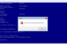 Windows Server 2016 Server Core the machine is already joined to the domain