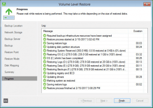 veeam vm restore restored