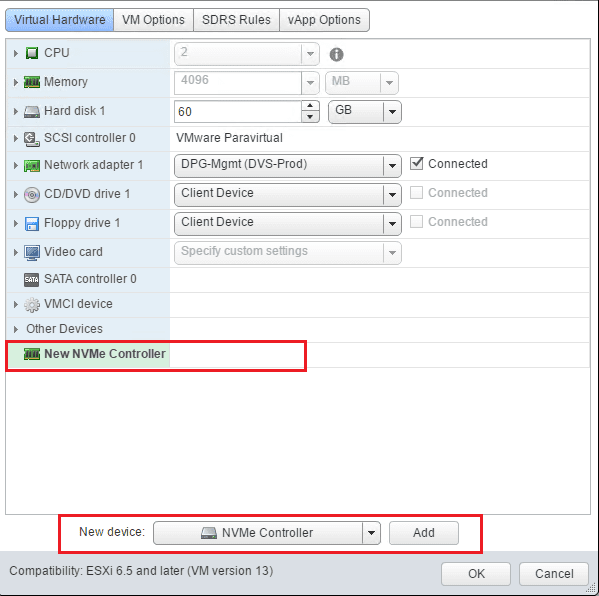 nvmecon02 Change Paravirtual to NVMe virtual storage controller in vSphere 6.5