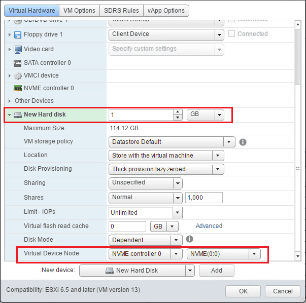 nvmecon03 Change Paravirtual to NVMe virtual storage controller in vSphere 6.5