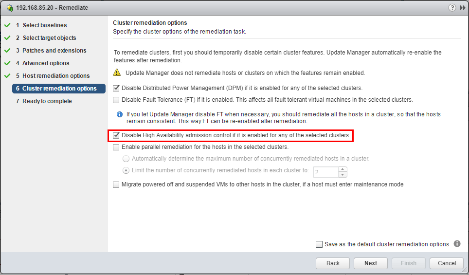 VUM-Remediation-Wizard-Cluster-Remediation-options