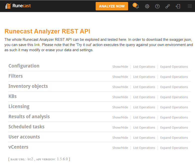 Runecast-Analyzer-REST-API-explorer