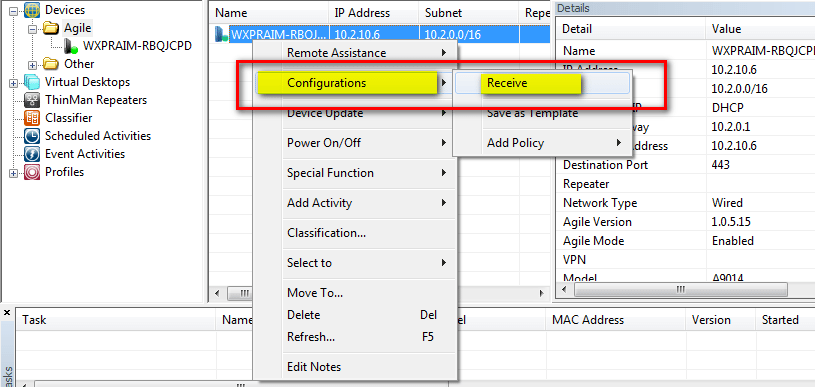 Thin-client-management-receive-configurations