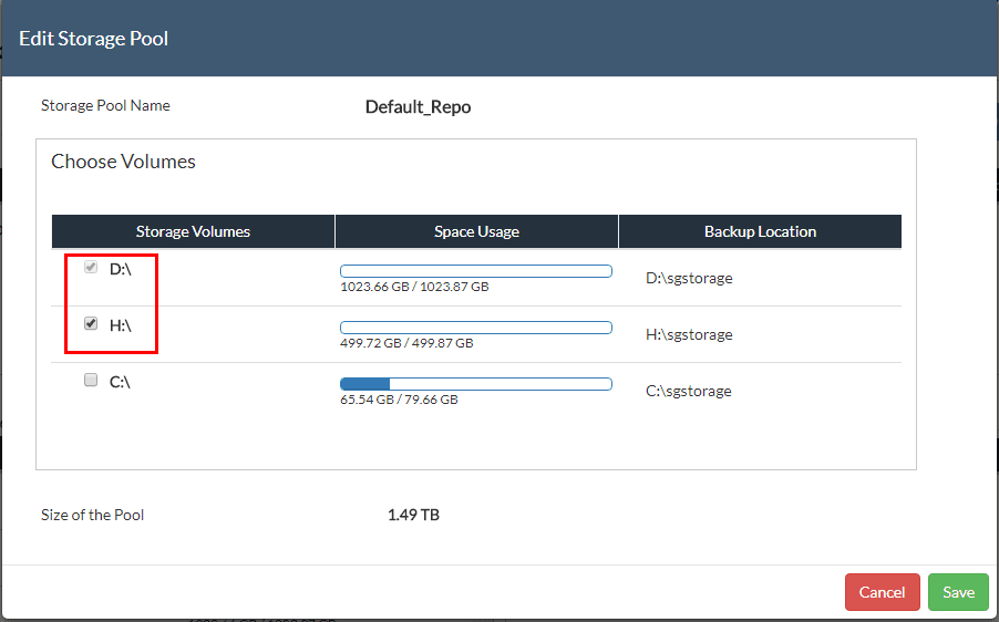 Vembu-BDR-Suite-3.8-Storage-Pooling-After-adding-volume-to-pool