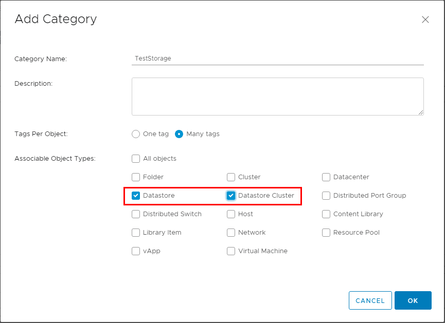 Add-objects-to-Tag-category Using VMware VM Storage Policies