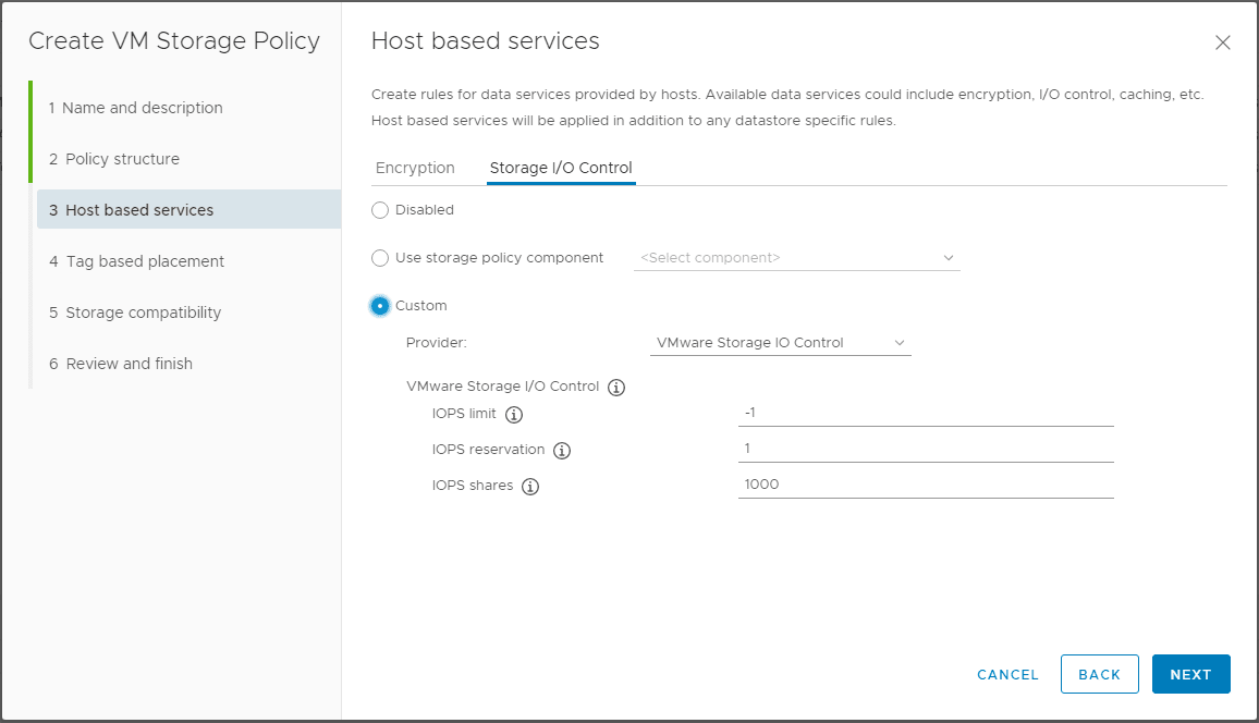 Configure-Storage-IO-control-options Using VMware VM Storage Policies