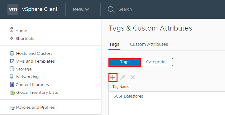 Create-a-new-Tag Using VMware VM Storage Policies