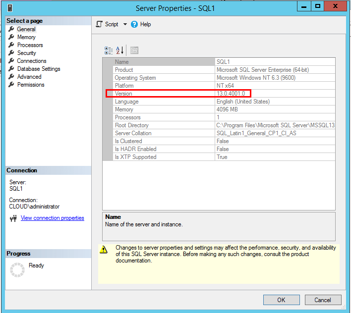 SQL-Server-2016-version-before-patching