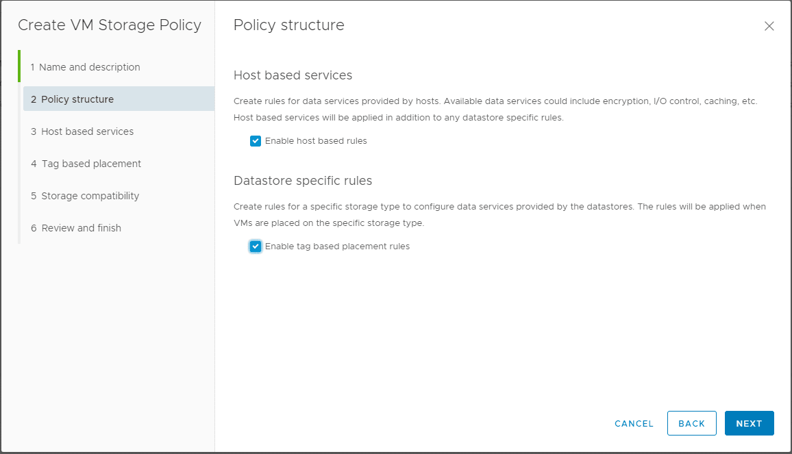 Select-Host-based-services-datastore-specific-rules Using VMware VM Storage Policies