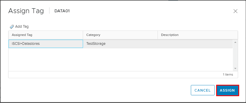 Select-the-tag-to-assign-to-the-datastore Using VMware VM Storage Policies