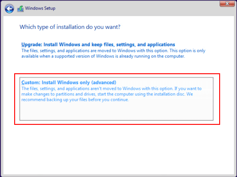 Choose-custom-Windows-10-installation