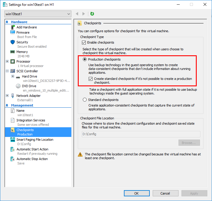Viewing-the-Hyper-V-production-checkpoints-settings