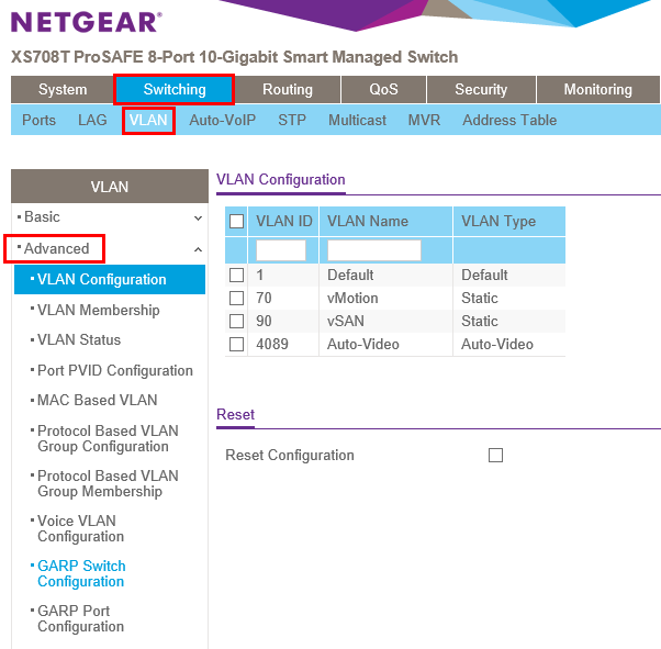 Advanced-VLAN-configuration-Netgear-XS708-T