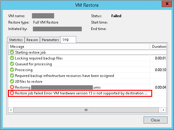 Veeam-Restore-VM-hardware-version-is-not-supported-by-destination-host