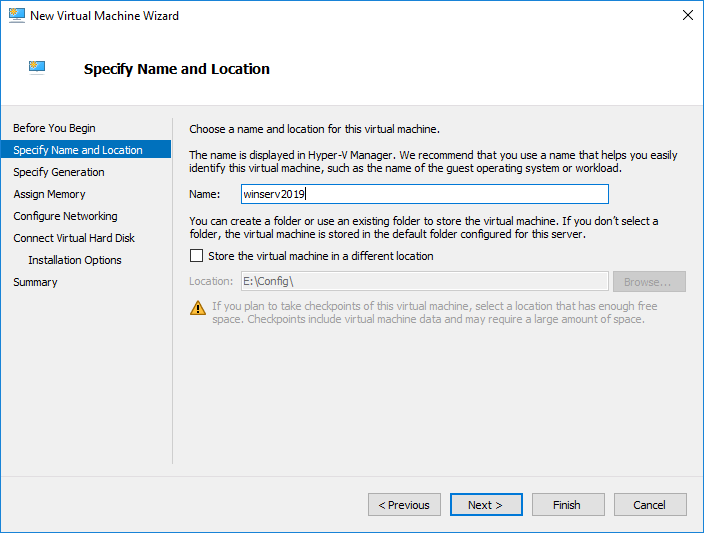 Windows-Server-2019-in-Hyper-V-specify-name-and-location