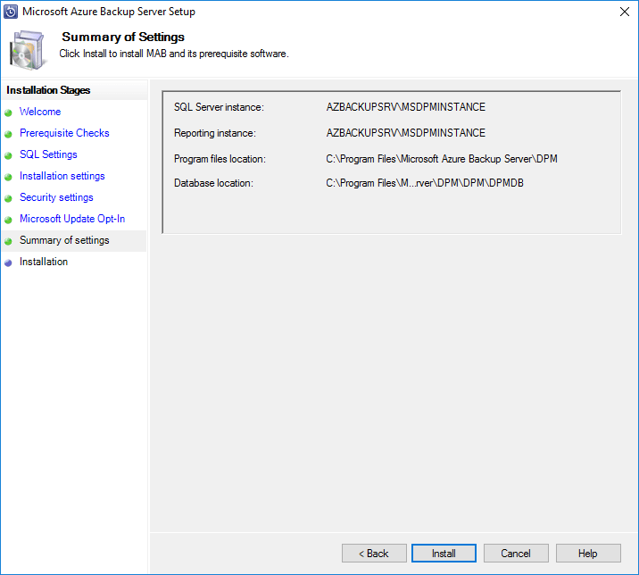 Microsoft-Azure-Backup-Server-summary-of-settings
