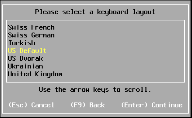 Selecting-a-keyboard-layout-during-the-ESXi-6.7-install