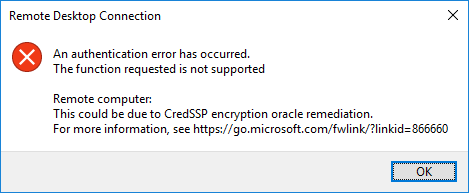 CredSSP-authentication-error-after-installing-May-8-2018-patch-Windows-10
