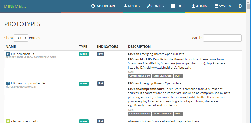MineMeld-Prototype-listing