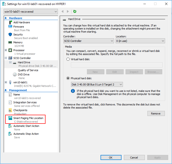 NAKIVO-Restore-location-configured-in-Hyper-V-Virtual-Machine-settings-with-Flash-VM-Boot