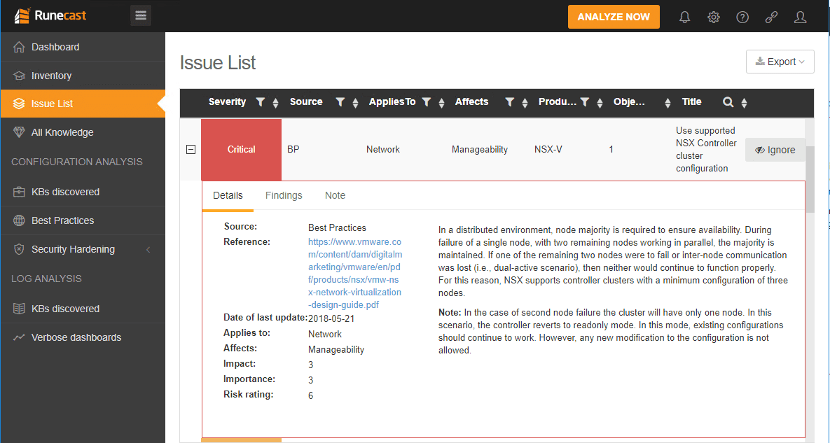 Runecast-Analyzer-v1.8.1-NSX-critical-finding-in-NSX-environment