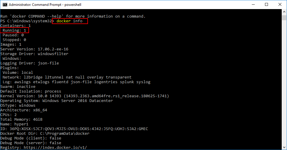 Taking-a-look-at-Docker-info-command-in-Windows-Server-2016-Hyper-V-to-see-running-container-count
