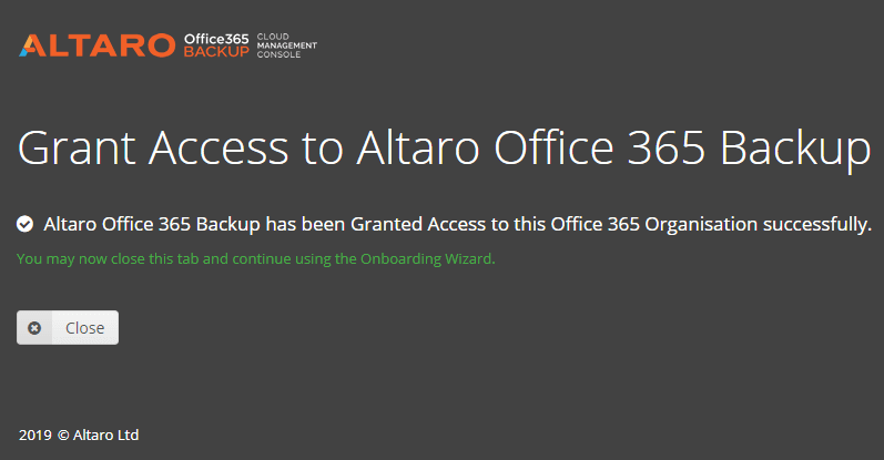 Permissions-granted-successfully-to-Altaro-Office-365-Backup