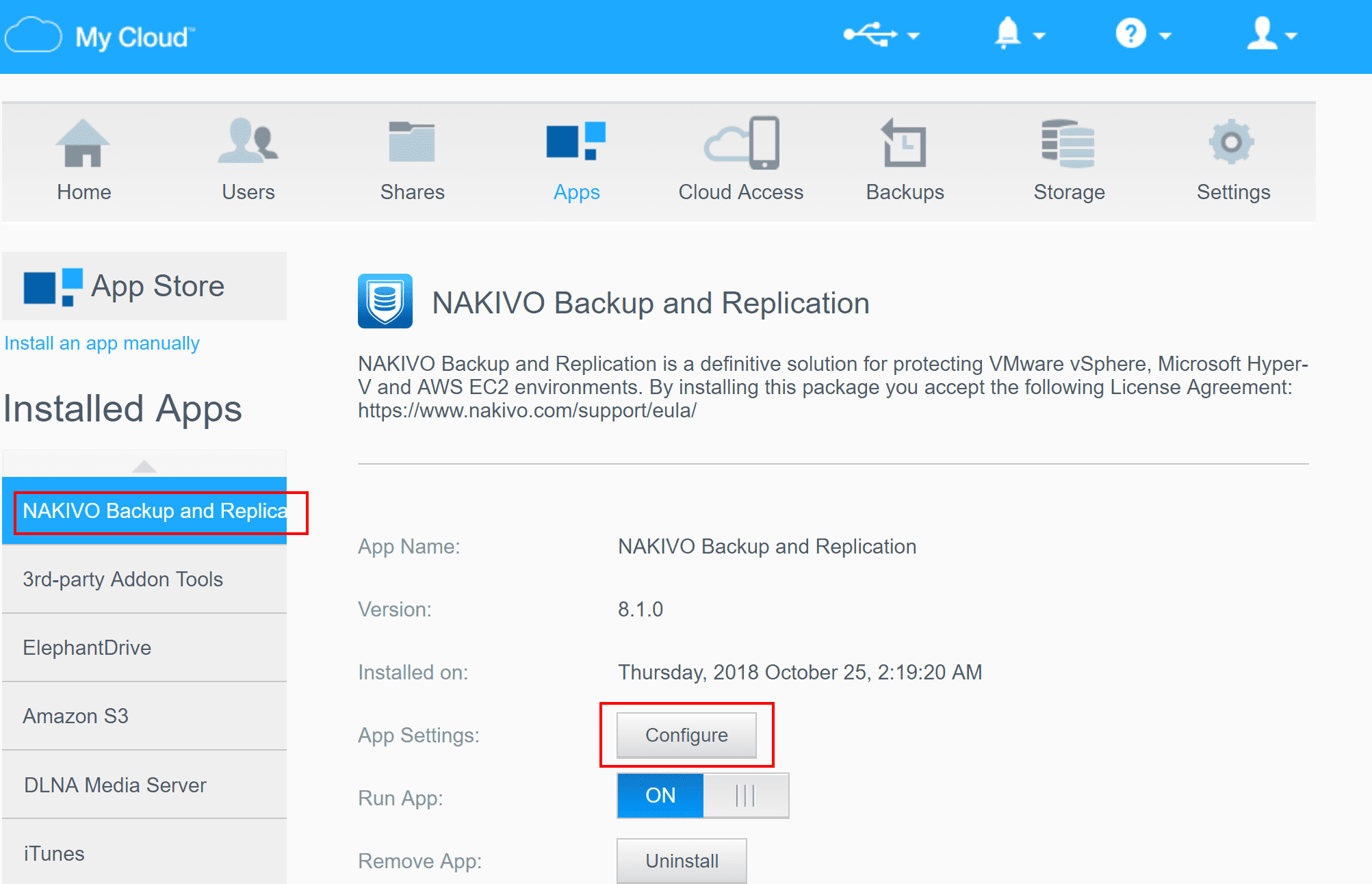NAKIVO-installed-successfully-on-WD-NAS-Able-to-configure