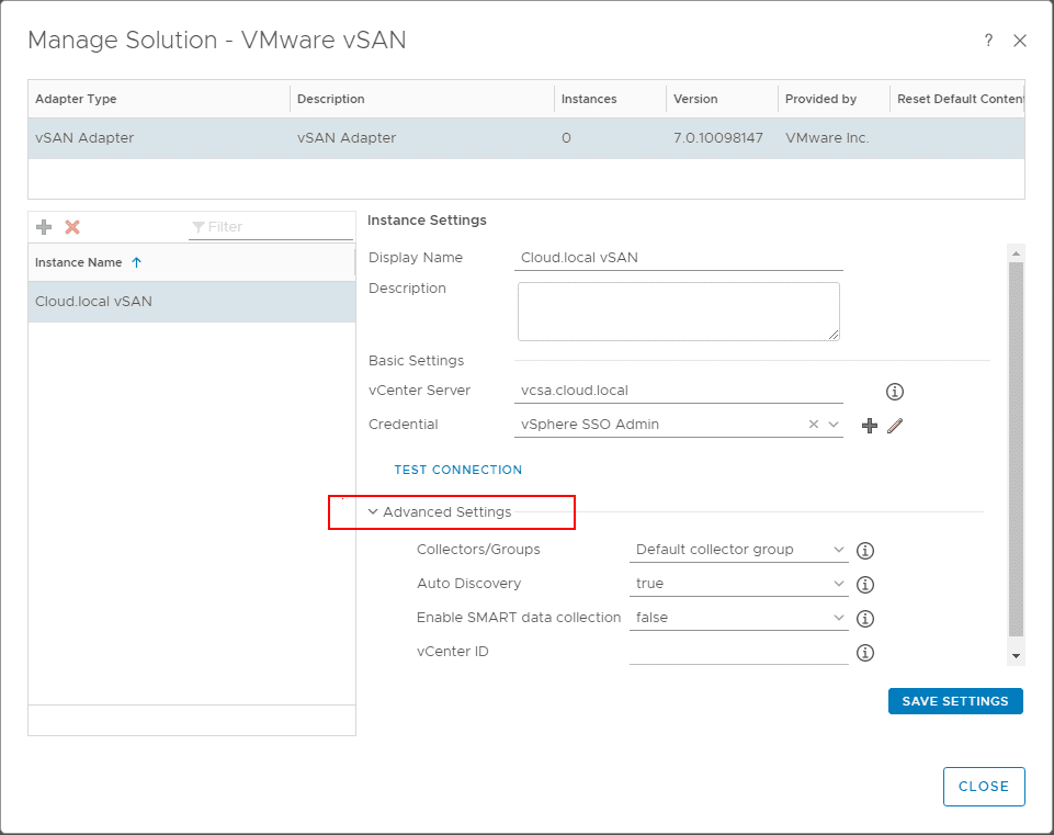 Looking-at-advanced-settings-in-the-vCenter-connection-for-vSAN-monitoring-in-vROps-7.0