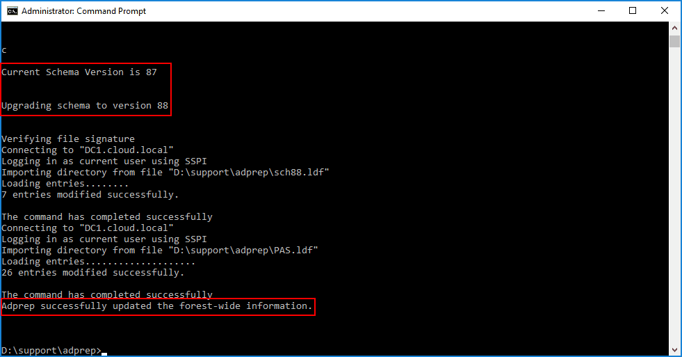 Active-Directory-schema-is-updated-with-the-Windows-Server-2019-upgrade-and-forestprep