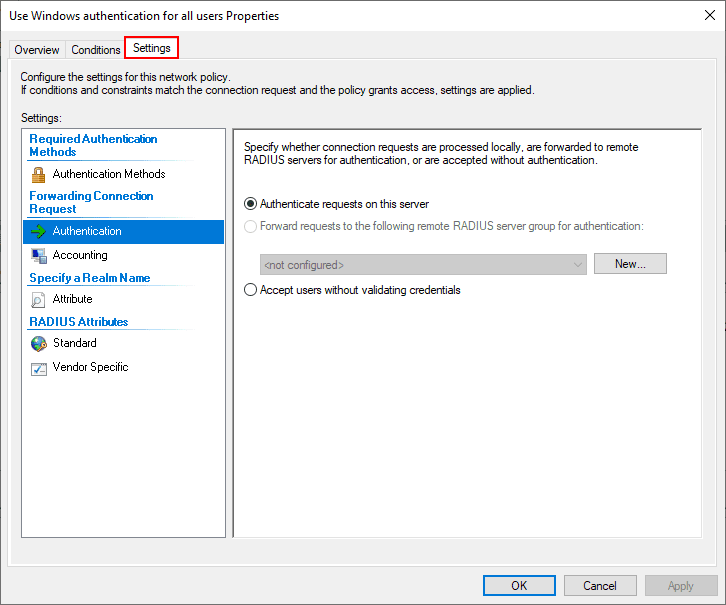 Default-connection-policy-authentication-settings