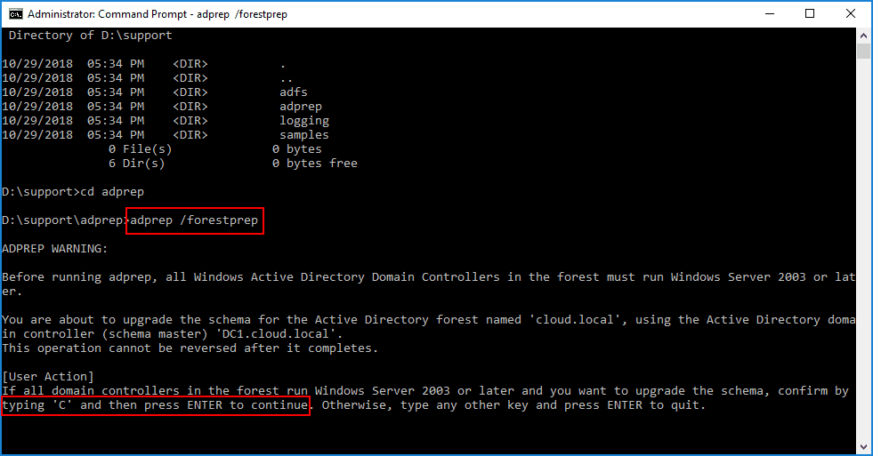 Running-Forestprep-during-the-Windows-Server-2019-upgrade-of-a-domain-controller
