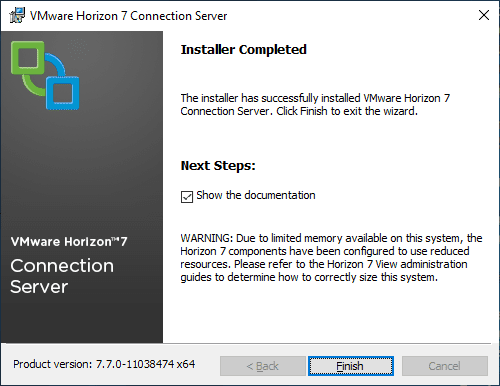 VMware-Horizon-7.7-Connection-Server-installation-completes