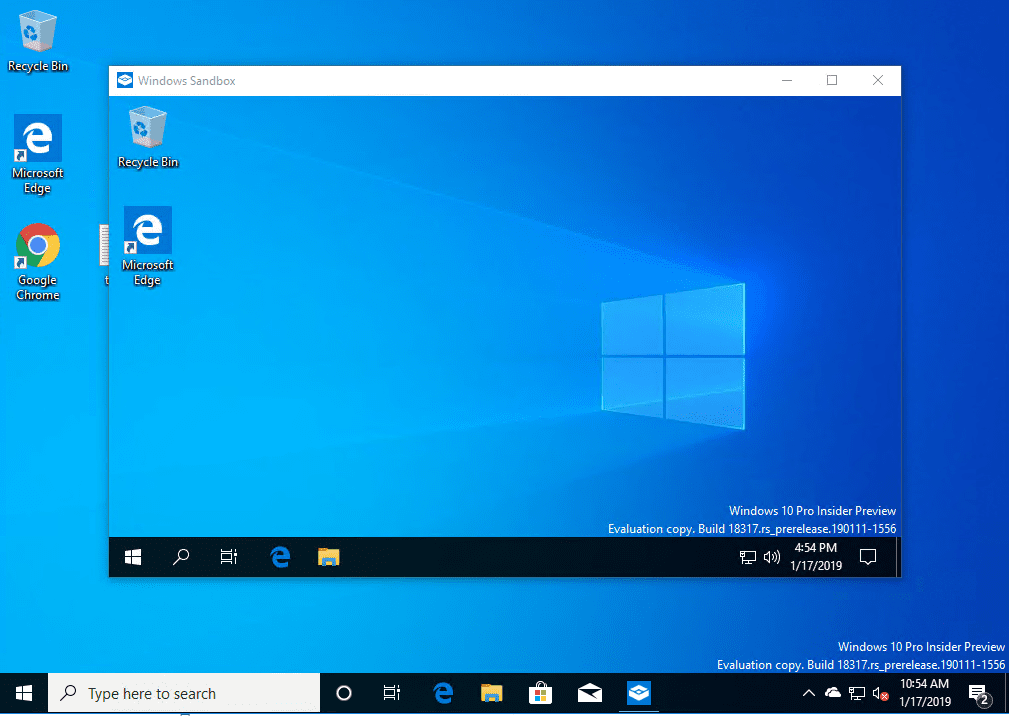 Installing-Chrome-on-the-host-does-not-affect-the-Windows-10-Sandbox-app-environment