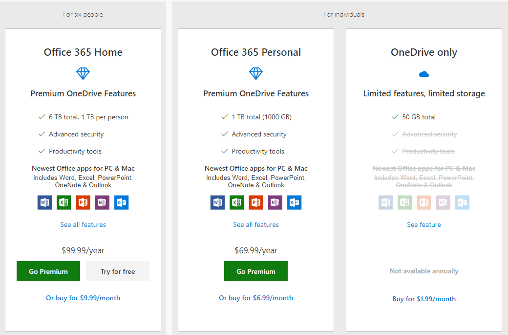 Microsoft-Office-365-with-OneDrive-pricing